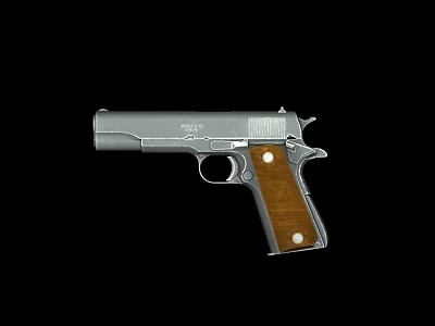 Vintage Classic Silver Pistol Featuring Wooden Grip And Metal Body Design Elements 3d model