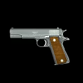 Vintage Classic Silver Pistol Featuring Wooden Grip And Metal Body Design Elements 3d model