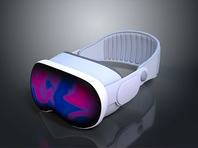 Modern VR Headset With White Frame And Colorful Display Screen Design 3d model