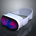 Modern VR Headset With White Frame And Colorful Display Screen Design