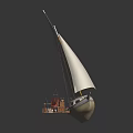 Wooden Sailboat Model With White Sails And Detailed Interior Design Features