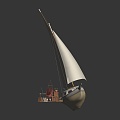 Modern Sailing Wooden Boat Cartoon Sailing Boat 3d model