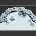 3D Ice Cave Structure With Blue Ice Blocks Icicles And Snowy Ground 3d model