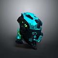 Modern Tech Inspired Combat Weapon Helmet Featuring Neon Green Lights And Futuristic Design Details