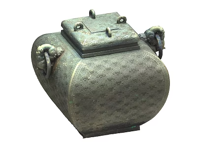 Bronze Square Fou Bronze Ware Bronze Wine Ware Bronze Ware Warring States Bronze Ware Spring and Autumn Bronze Antique Cultural Relics 3d model