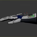 Game Movie Character Futuristic Mechanical Glove With White Gray Blue Design And Digital Screen