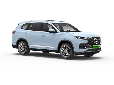 Light Blue Modern New Energy SUV With Front Grille And Multi Spoke Wheels 3d model