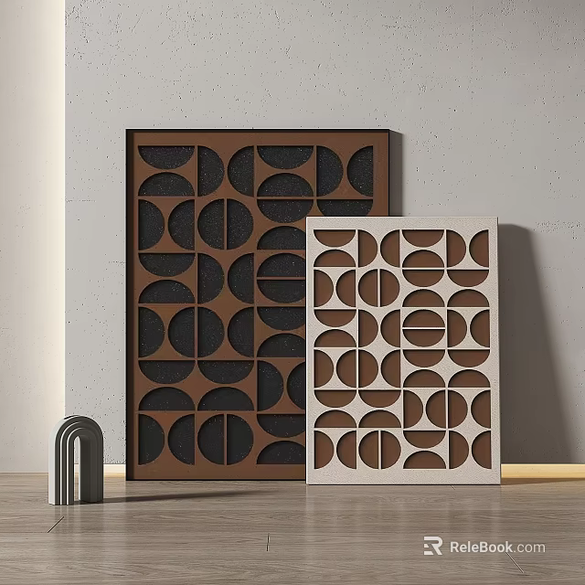 Decorative Wall Panels With Geometric Patterns In Brown And White Designs 3d model