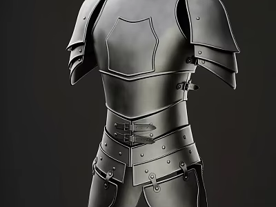 Medieval Steel Armor Chest Plate With Adjustable Straps And Protective Design 3d model