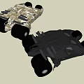 Black And Camouflage Armored Military Cars With Heavy Duty Design And Large Tires
