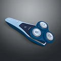 Modern Electric Shaver With Three Rotating Blades And Blue Ergonomic Design