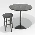 Modern Round Bar Counter Design With Black Marble Top And Metal Base Stool