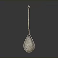 Antique Silver Spoon With Long Handle And Ornate Design For Daily Use