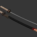 Traditional Samurai Swords With White Wrapped Handles Sharp Blades And Red Sheaths