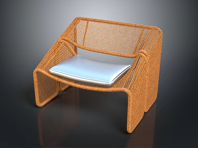 Natural Handwoven Rattan Leisure Chair With Soft Comfortable Seat Cushion For Modern Home Living Space 3d model