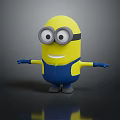 Cute Yellow Minion Character With Large Goggles Blue Overalls And Arms Outstretched