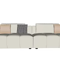 Modern White Multi Seater Sofa Featuring Beige Gray And Light Brown Cushions 3d model