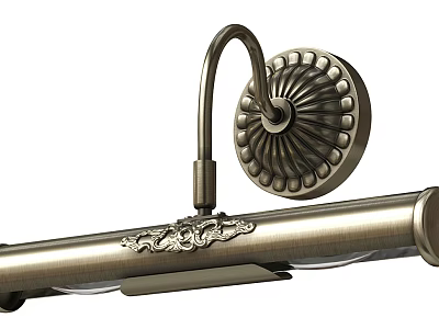 Vintage Brass Wall Sconce With Curved Arm Ornate Carvings And Glass Shades 3d model