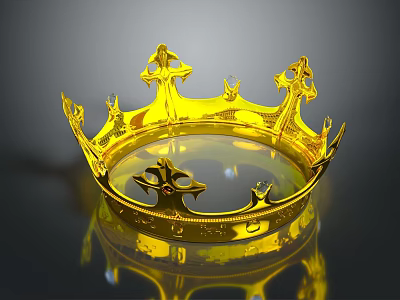 Shiny Golden Crown with Intricate Ornate Design Luxury Headwear for Royal Attire 3d model