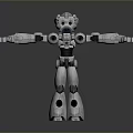 Futuristic Robot Game Movie Character With Mechanical Design Green Glowing Details Antennas And Open Arms