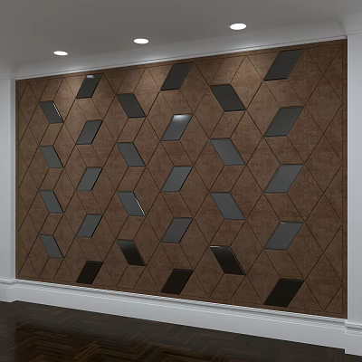 Stylish Brown Background Wall With Geometric Diamond Patterns And Black Gray Accents 3d model