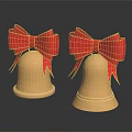 Cute Reindeer Adorned With Golden Bells And Red Bows On Dark Surface
