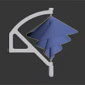 Blue Metallic Propeller Component with Silver Shaft and Metal Bracket Industrial Design