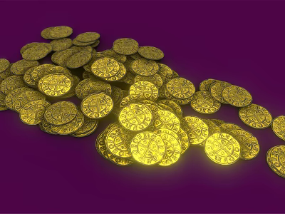 Luxury Jewelry Collection Showcasing Shiny Gold Coins With Intricate Patterns 3d model
