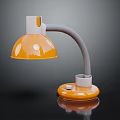 Modern Orange And White Table Lamp With Curved Arm And Round Base