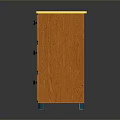 Stylish Orange Three Drawer Cabinet With Golden Top Black Knobs And Green Legs