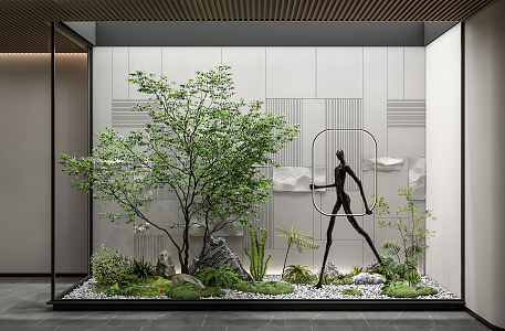 Modern landscape sketch courtyard landscape sketch plant pile landscape tree rubble background wall fern plant stone rubble 3d model