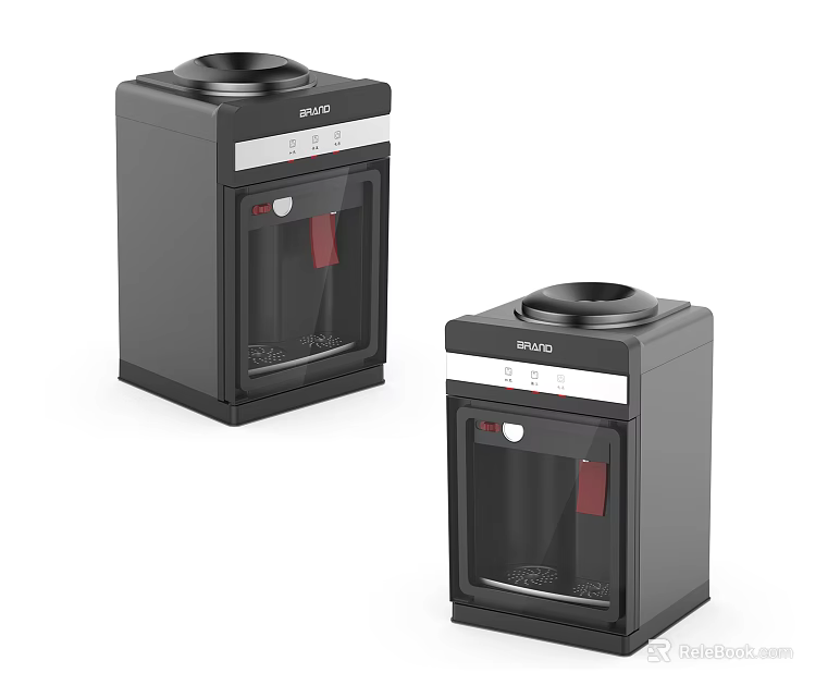 Sharp Two Compact Household Appliances With Transparent Front Panels And Black Design 3d model 