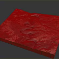 Detailed 3D Topographic Model With River Mountains Satellite Imagery And Wooden Base