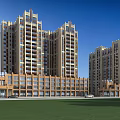 Modern High Rise Residential Buildings With Green Trees Entrance Square And Road