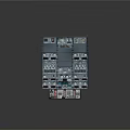 Black Electrical Control Panel With White Buttons Knobs Indicators Colorful Components And Layered Structure