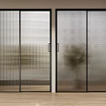 Modern Black Framed Textured Glass Sliding Doors For Interior Space Design