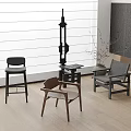 Single Chairs In Modern Interior With Black Bar Stool Brown Gray Armchairs Wooden Floor White Blinds