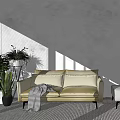 Modern Combination Sofa Fabric Double Sofa 3d model