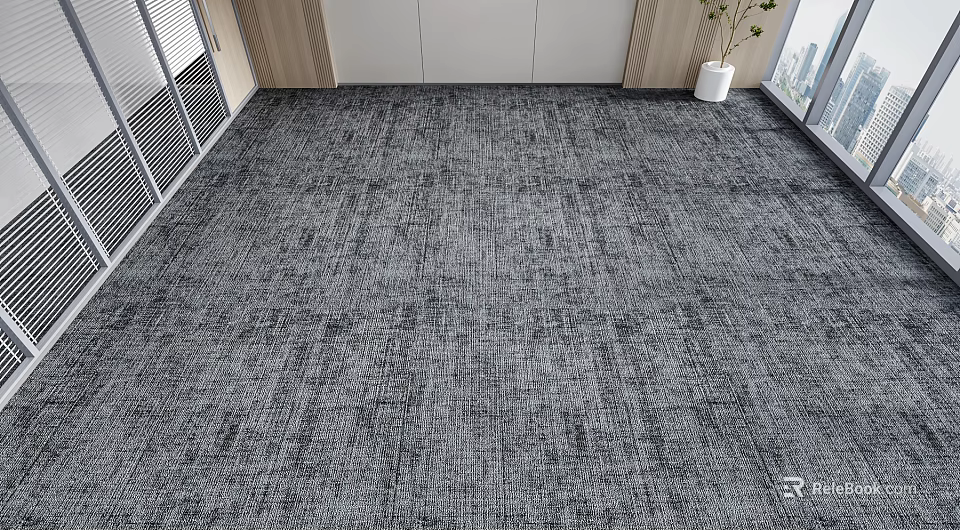 Gray Textured Square Carpet Ideal for Modern Office Interior Space Design 3d model 