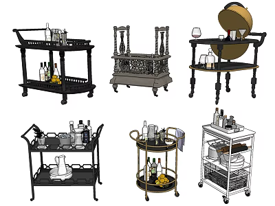 Commercial Equipment Versatile Serving Carts with Shelves and Wheels for Hospitality and Catering 3d model