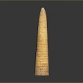 Ancient Brown Textured Weapon with Conical Shape Spiral Patterns Wide Base and Sharp Tip