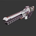 Sci Fi Weapon White Red And Gray Multi Magazine Design Futuristic Rifle With Detailed Components