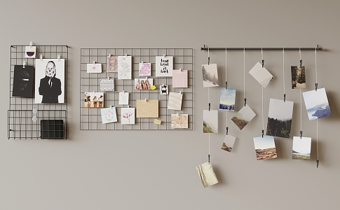 Cork board photo wall 3d model