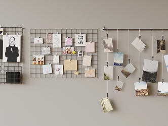 Cork board photo wall 3d model