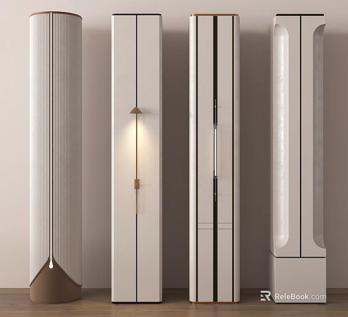 Modern Interior Design Pillars With Built in Lighting And White Metallic Accents 3d model 