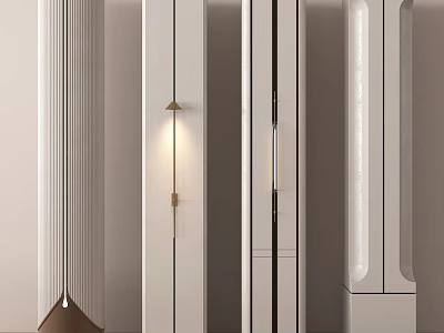 Modern Interior Design Pillars With Built in Lighting And White Metallic Accents 3d model
