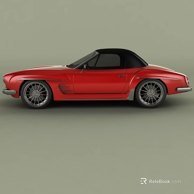 Red Convertible Car With Black Top And Stylish Alloy Wheels Design 3d model 