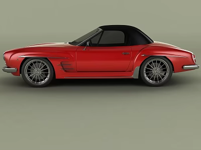 Red Convertible Car With Black Top And Stylish Alloy Wheels Design 3d model