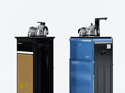 Modern Daily Electrical Water Dispensers Black And Blue With Kettles On Top Sleek Design 3d model