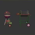 Outdoor Living Essentials Portable Grill With Lid And Wheeled Metal Oven Cart
